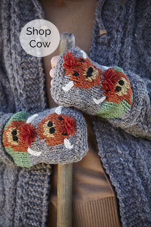 Perfect for Animal Lovers - Discover 100% Wool Fingerless Gloves featuring Sheep, Llamas, Puffins, Highland Cows & many more!